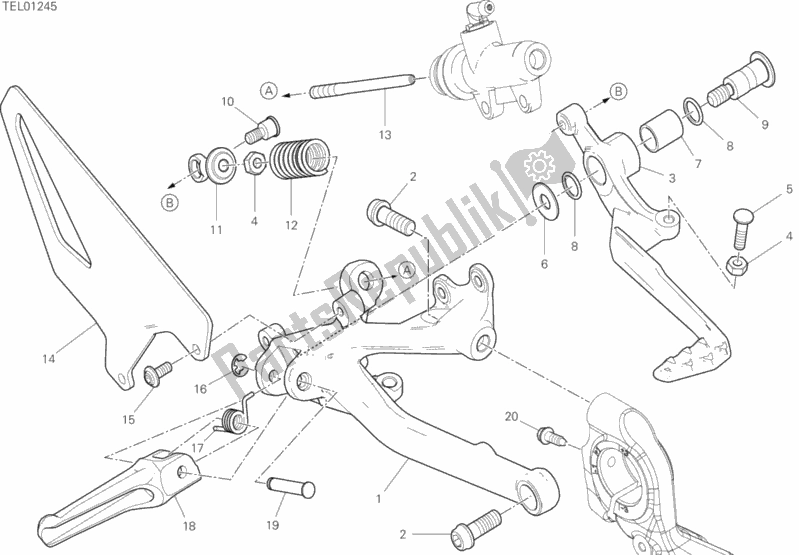 Toutes les pièces pour le Repose-pieds Droit du Ducati Superbike Panigale V4 R USA 1000 2020